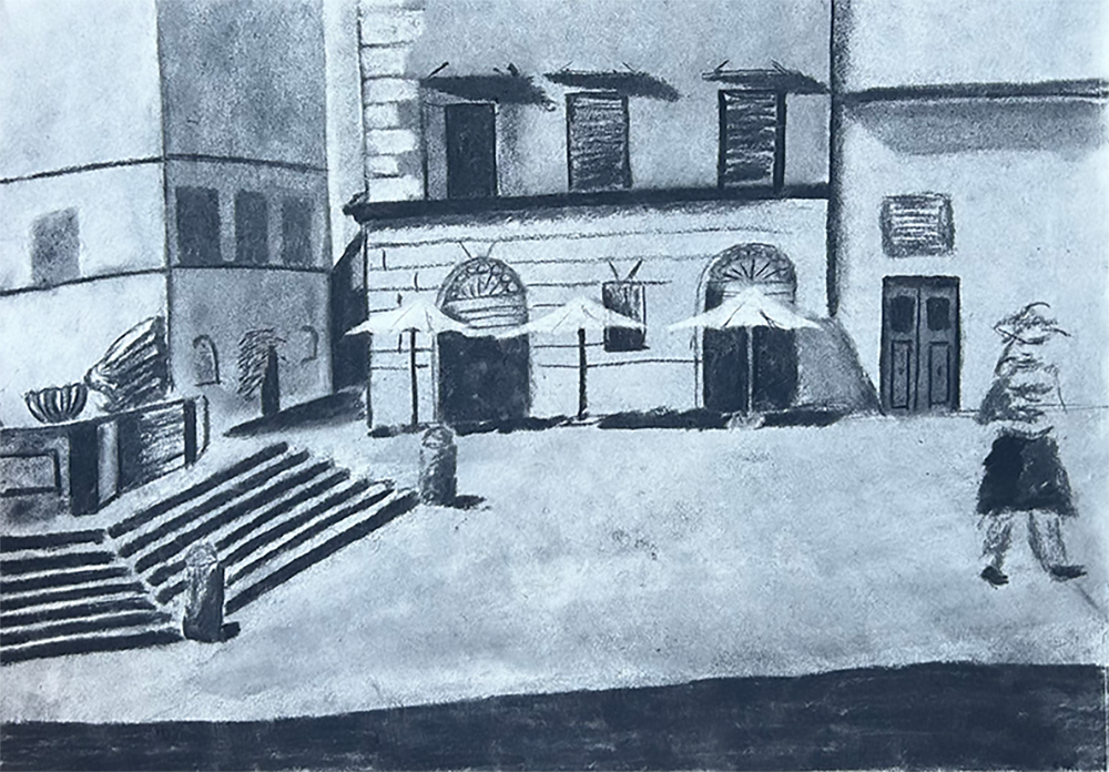 02_piazza di santa maria_charcoal_16in x 12in